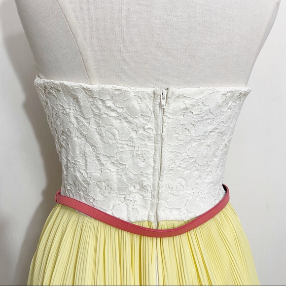 A.BYER NWT retro strapless lace bodice pleated chiffon high low belted dress 7 - Picture 6 of 10